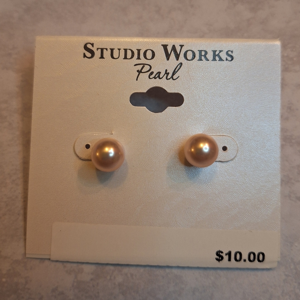 Studio Works Gold Pearl Stud Earrings